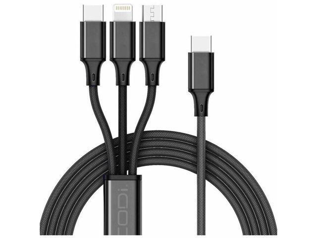 CODi 4' 3-in-1 Multi-Charging Cable (USB-C Connection) - For Tablet, Mobile Phone, Wireless Headset, Camera