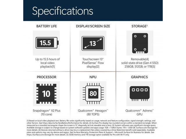 Microsoft - Surface Pro - 13" Touchscreen - Snapdragon X2 Plus (10 Core) 2026 - 16GB Memory - 256GB SSD - Device Only - Platinum - image 3