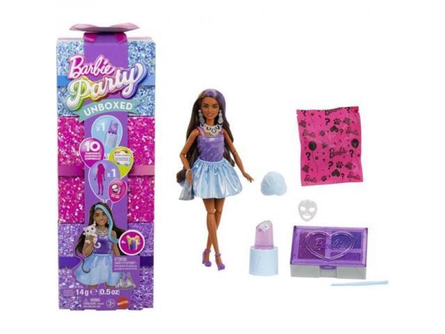 Mattel - Barbie Party Unboxed Glam Party Series Purple Sparkle Doll & Accessories