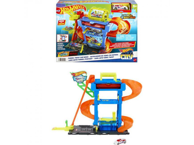 Mattel - Hot Wheels City Tunnel Twist Car Wash & Color Shifters Vehicle in 1:64 Scale