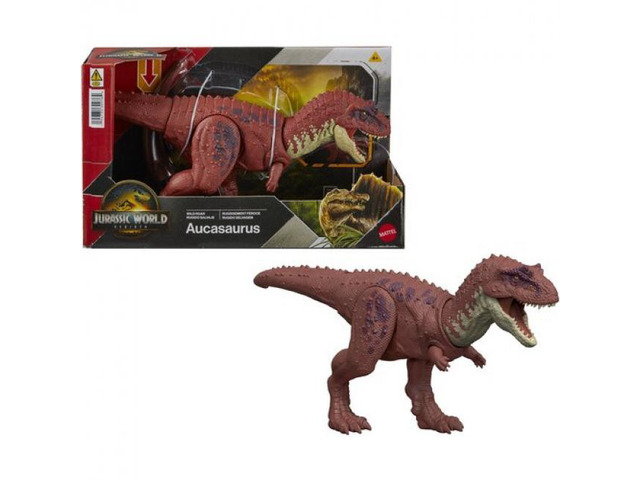 Mattel Jurassic World Rebirth Wild Roar Aucasaurus Dinosaur Figure 12.8 Inches Long with Chomp Attack and Roar Sound