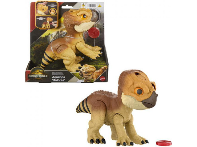 Mattel Jurassic World Rebirth Train N Tame Aquilops Delores Interactive Electronic Dinosaur Toy with Sounds
