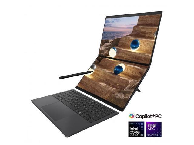 ASUS Zenbook DUO Dual 14' OLED WQXGA+ 144Hz Touchscreen Detachable Copilot+ PC 2-in-1 Notebook Intel Core Ultra X7 358H 32GB RAM 1TB SSD Moher Gray