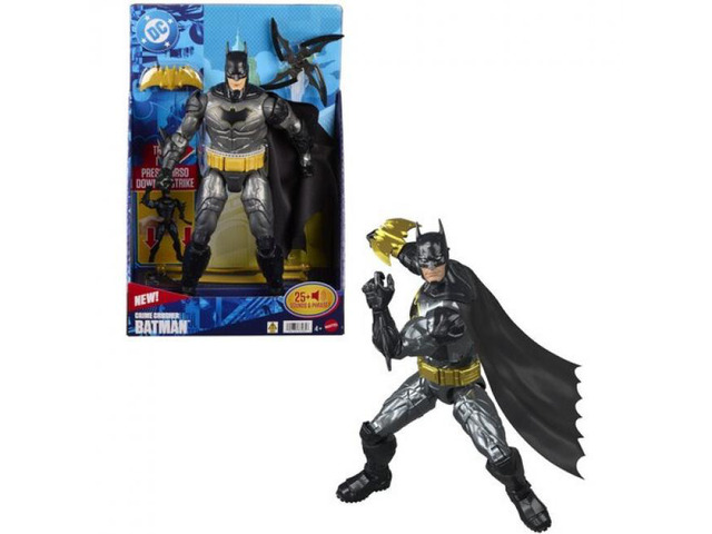 Mattel DC Crime Crusher Batman 12' Action Figure with Premium Metallic Armor and 25+ Battle Sounds