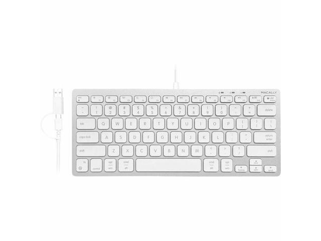 Macally Compact Mac Keyboard with Dual Plug - Cable Connectivity - Compact - USB Type C, USB Type A Interface - 78 Key(s) - Volume Control,.