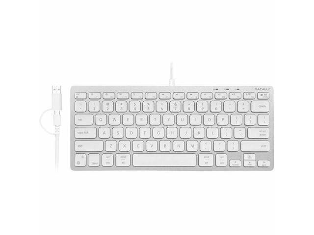 Macally Compact Mac Keyboard with Dual Plug- Space Gray - Cable Connectivity - Compact - USB Type C, USB Type A Interface - 78 Key(s) - Volume.