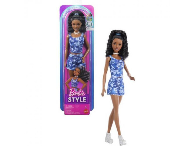 Mattel Barbie Fashionista Doll #248 With Floral Denim, Black Hair - JJN61