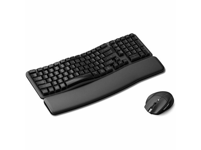Kensington Pro Fit Ergo KM620-RC Wireless Rechargeable EQ Desktop Set - USB Type A Membrane Wireless Bluetooth/RF 5.4 2.40 GHz Keyboard - Black -...