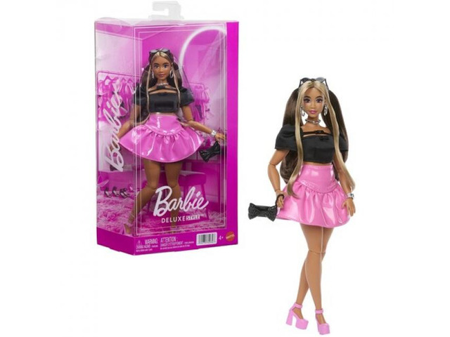 Mattel Barbie Deluxe Style Black Top Pink Skirt Set - JJN74