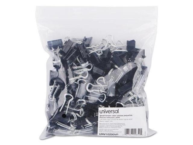 Universal UNV10200 Small Binder Clips, Zip-Seal Bag, 3/8 Inch Capacity, 3/4 Inch Wide, Black, 144/Bag