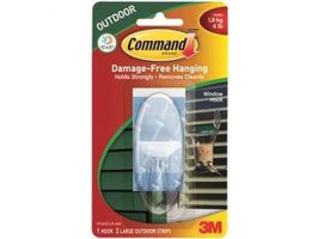 Command All Weather Hooks and Strips Plastic Large 1 Hooks & 2 Strips/Pack