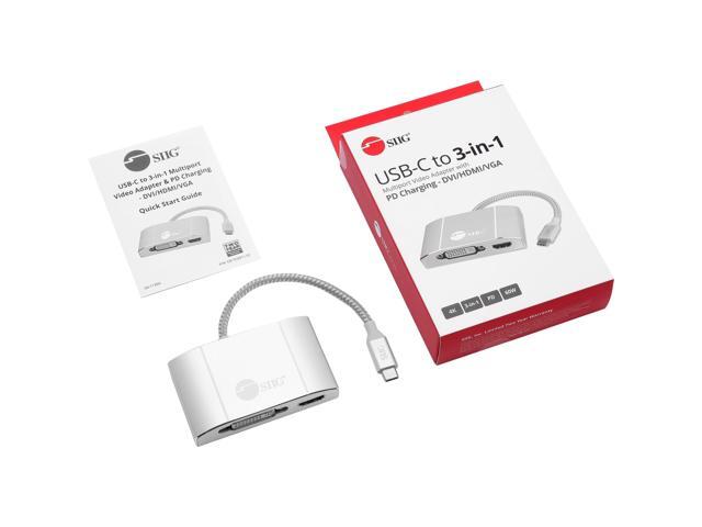 USB-C TO 3-IN-1 MULTIPORT VIDEO ADAPTER WITH PD CHARGING - DVI/HDMI/VGA