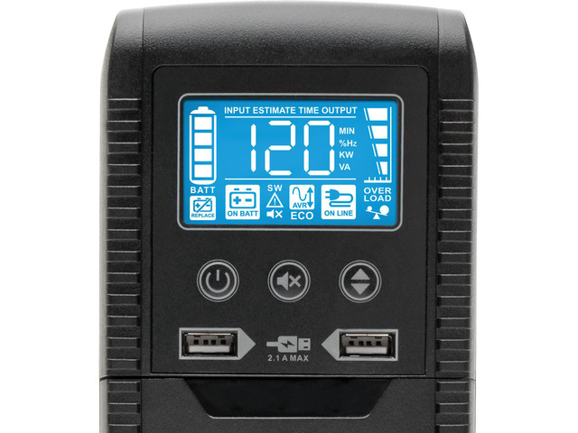 Tripp Lite 1000 VA 600 Watts ECO-Friendly UPS Battery Backup, AVR Protection, LCD Display, Line-Interactive, 8 Outlets and 2 USB Charging Ports,...
