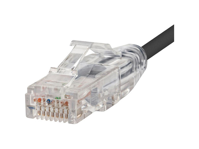 Monoprice Cat6 Ethernet Patch Cable - 3 feet - Black Snagless RJ45 Stranded 550MHz UTP CMR Riser Rated Pure Bare Copper Wire 28AWG - SlimRun Series