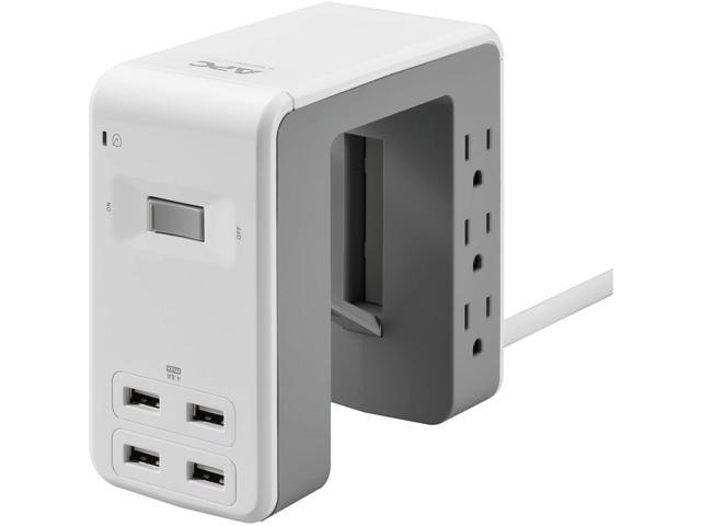 APC Desk Mount Power Station, 6 Outlet U-Shaped Surge Protector, 1080 Joule of Surge Protection with 4 USB A Charging Ports (PE6U4W)