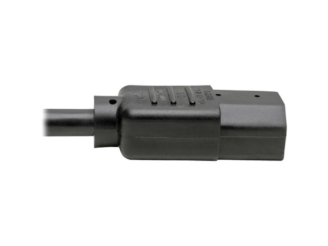 Tripp Lite P004-18N-2C13 C14 Male to C13 Female Splitter, PDU Style - C14 to 2x C13, 10A, 100-250V, 18 AWG, 18 in., Black