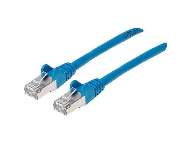 Intellinet Cat6a S/FTP Network Patch Cable, 7 ft., Blue, 10G, 500 MHz, 100% Copper, 26 AWG, RJ45, Stranded, Snag-free, Gold-plated Contacts