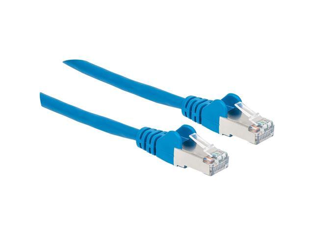 Intellinet Cat6a S/FTP Network Patch Cable, 7 ft., Blue, 10G, 500 MHz, 100% Copper, 26 AWG, RJ45, Stranded, Snag-free, Gold-plated Contacts
