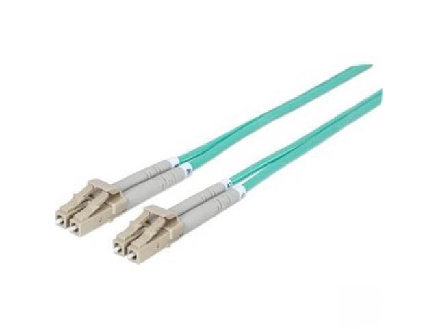 Intellinet Fiber Optic Patch Cable, Duplex, Multimode, LC/LC, 50/125 µm, OM3, 1.0 m (3.0 ft.), Aqua