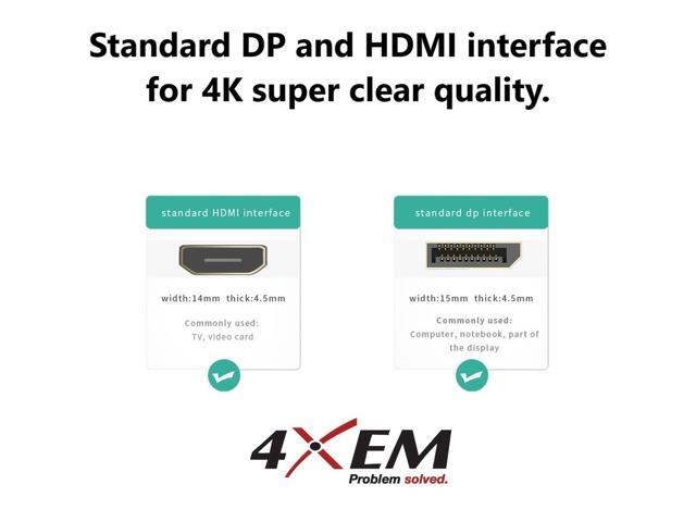 4XEM 4K Displayport to HDMI Cable 3ft 4XDPHDMI3FT4K
