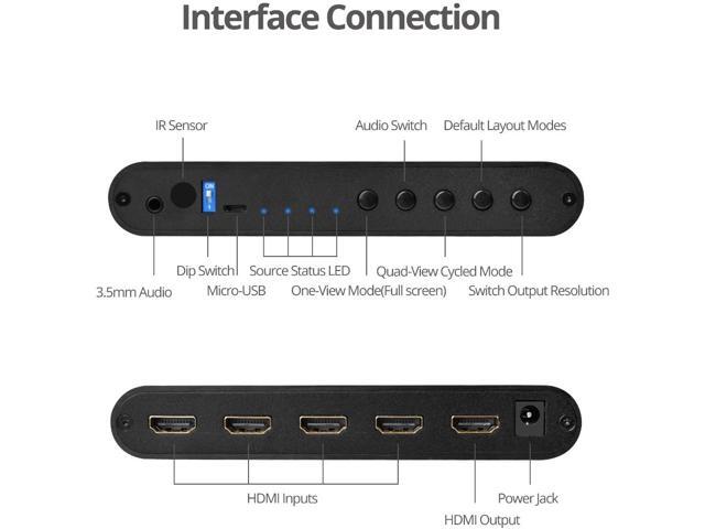 SIIG - CE-H25R11-S1 - SIIG 4x1 HDMI Seamless Quad-Split Multi-Viewer Switcher - 1920 x 1080 - Full HD - 4 x 1 - 1 x HDMI