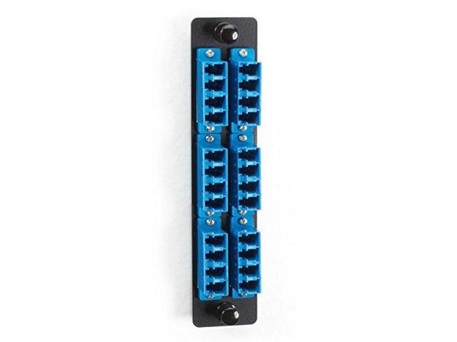 Black Box Fiber Adapter Panel, High Density, (12) LC Duplex, Ceramic, Blue photo