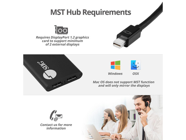 SIIG 1x2 mDP 1.2 to DisplayPort MST Splitter CEDP0J11S1