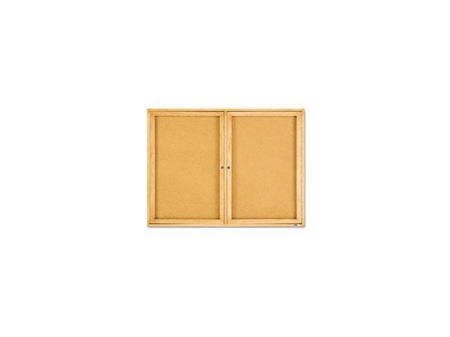 Quartet Enclosed Bulletin Board Natural Cork/Fiberboard 48 x 36 Oak Frame 364