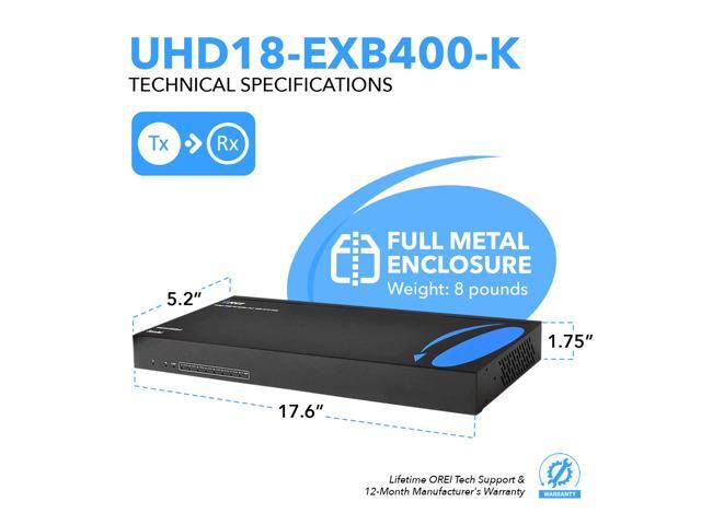 OREI 1x8 HDMI Extender Splitter 18Gbps HDBaseT Multiple Over Single Cable CAT6/7 HDR - Up to 400 Ft (UHD18-EXB400-K) - image 5