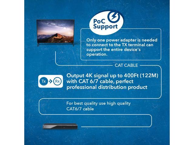 OREI 1x8 HDMI Extender Splitter 18Gbps HDBaseT Multiple Over Single Cable CAT6/7 HDR - Up to 400 Ft (UHD18-EXB400-K) - image 4