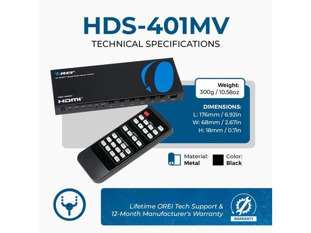 Quad Multi HDMI Viewer 4 in 1 Out HDMI Switcher 4 Ports Seamless Switcher - image 5