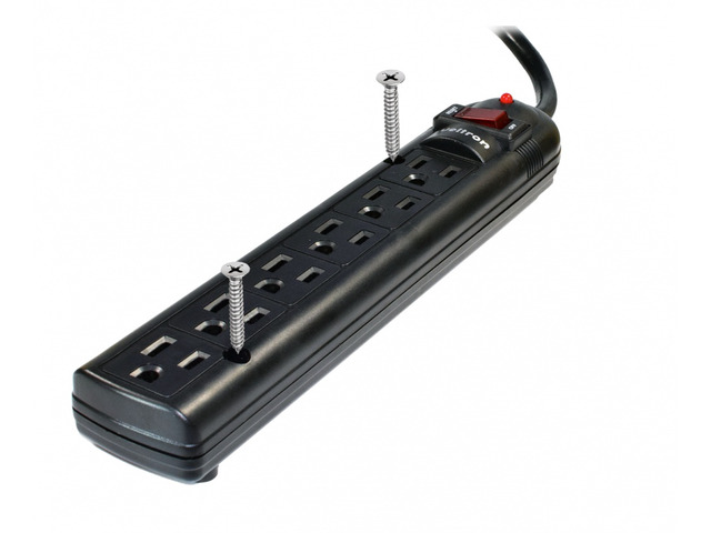 WELTRON WSP-600PLF-3BK 6-OUTLET BLACK PLASTIC SURGE PROTECTOR W/ FULL 3 LINES SURGE; 750 JOULES; EMI/RF
