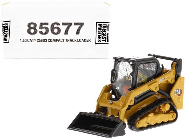 CAT Caterpillar 259D3 Compact Track Loader with Work Tools and Operator Yellow 'High Line Series' 1/50 Diecast Model by Diecast Masters