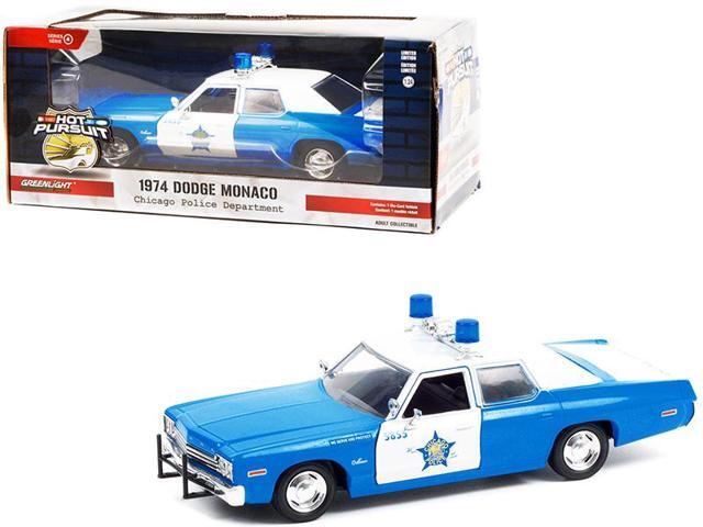 1974 Dodge Monaco Blue and White CPD 'Chicago Police Department' (Illinois) 'Hot Pursuit' Series 1/24 Diecast Model Car by Greenlight
