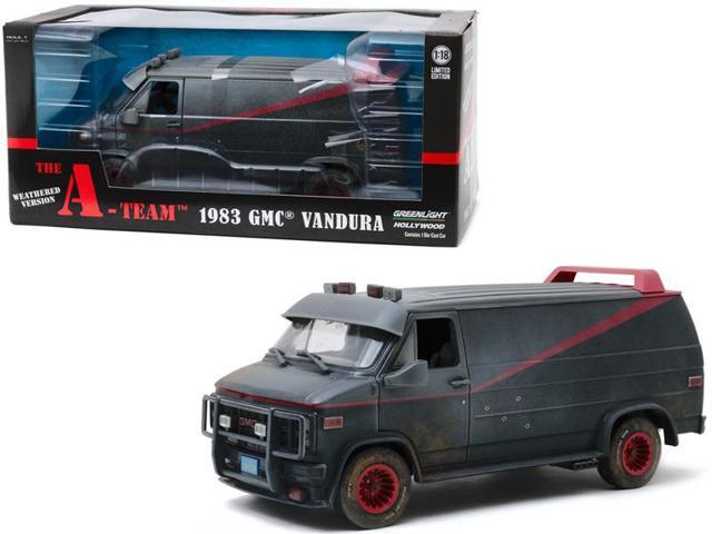 1983 GMC Vandura Black Weathered Version with Bullet Holes 'The A-Team' (1983-1987) TV Series 1/18 Diecast Model Car by Greenlight