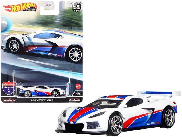 Chevrolet Corvette C8.R Pearl White with Red and Blue Stripes 'American Scene' 'Car Culture' Series Diecast Model Car by Hot Wheels
