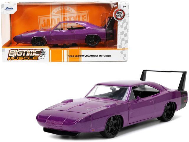 1969 Dodge Charger Daytona Purple Metallic with Black Tail Stripe 'Bigtime Muscle' Series 1/24 Diecast Model Car by Jada