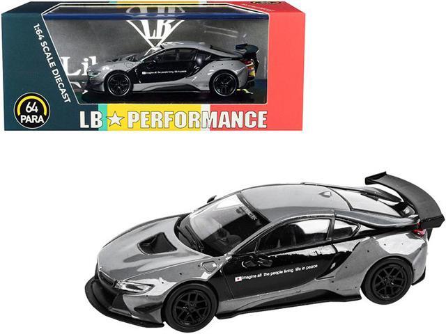 BMW i8 Liberty Walk Gray and Black 'LB Performance' Series 1/64 Diecast Model Car by Paragon
