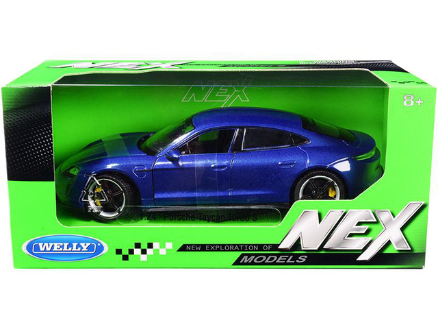 Porsche Taycan Turbo S Blue Metallic 'NEX Models' 1/24 Diecast Model Car by Welly
