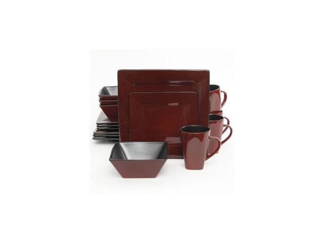 Gibson Elite Kiesling Stoneware 16-Piece Dinnerware Set, Red 107278.16 photo