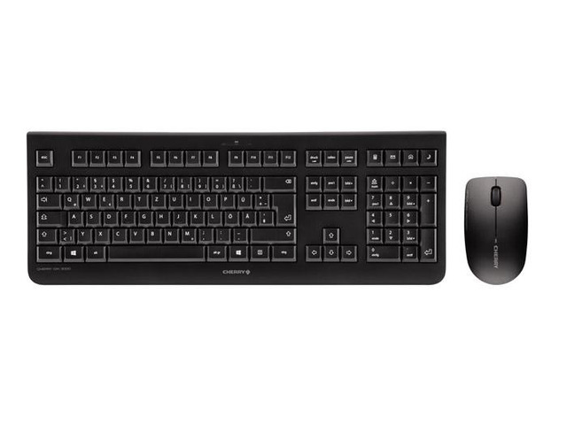 Cherry JD-0710EU-2 CHERRY DW 3000 WIRELESS KB+MOUSE BUNDLE US INTL 104+4 WHISPER QUIET KEYS BLACK 3 BOTTON MOUSE NANO RECEIVER 2 YEAR WARRANTY