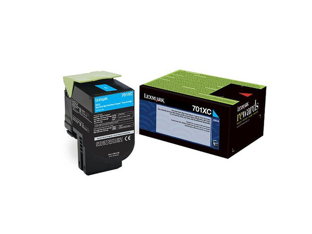 Lexmark 70C1XC0 (701XC) CS510 Extra High Yield Cyan Return Program Toner Cartridge (4 000 Yield)