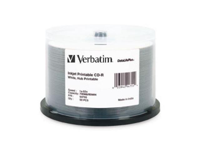 VERBATIM 94755 Verbatim DataLifePlus - 50 x CD-R - 700 MB ( 80min ) 52x - white - ink jet printable surface, wide printable surface - spindle