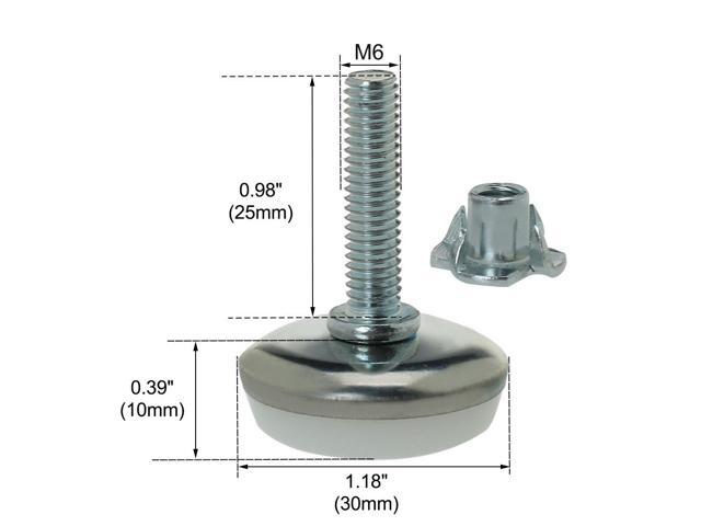 M6 x 25 x 30mm Leveling Feet Adjustable Leveler for Furniture Table Leg 4pcs