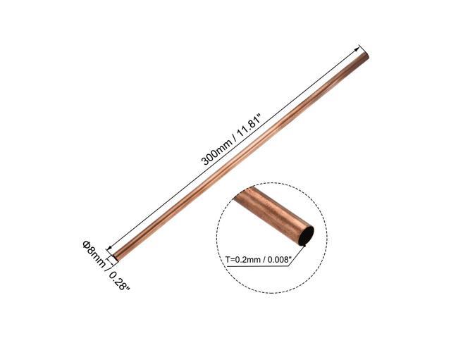 Copper Round Tube 8mm OD 0.2mm Wall Thickness 300mm Length Hollow Straight Pipe Tubing