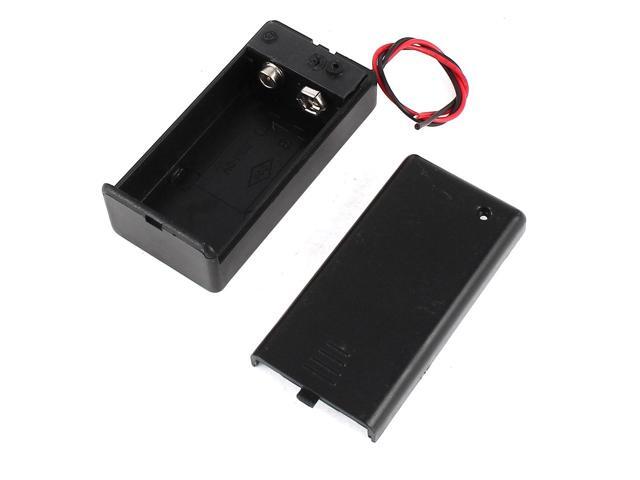 Black Plastic 9V Battery Holder Storage Case ON/OFF Switch w Cap