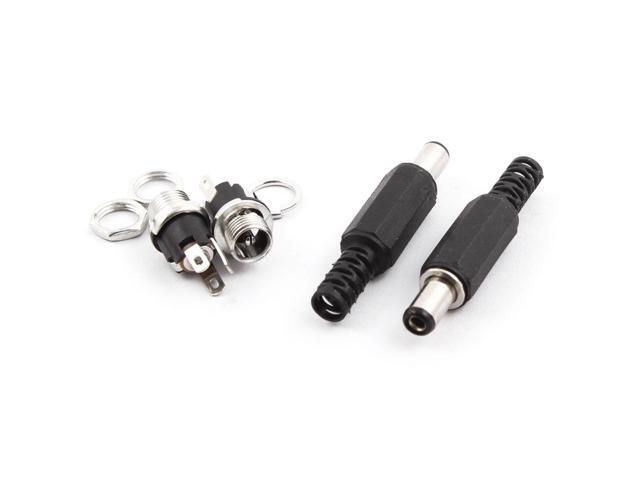 Plastic Cover DC Power Male Female Socket Connector 2.1mm x 5.5mm 2 Pairs