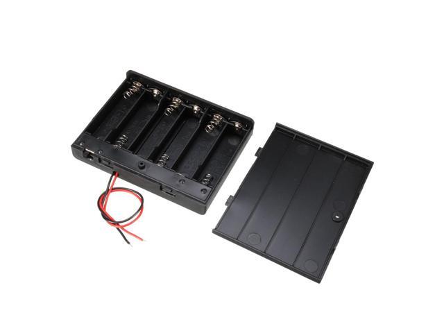 Electrical Battery Holder Box Case 6 x 1.5V AA Black w Cap