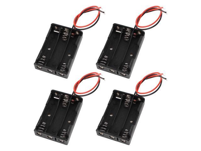 4 Pcs Wired 3 x 1.5V AAA Battery Holder Plastic Case Storage Box Container Organizer Adapter Checker
