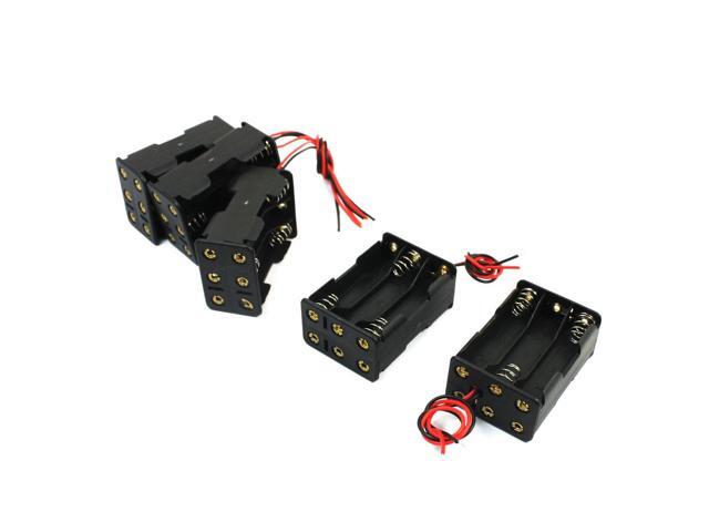 5 Pcs 6 x 1.5V AAA Capacity Black Plastic Battery Holder Case Box